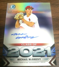 MICHAEL McGREEVY 2021 BOWMAN CLASS OF 2021 C21-MMV CARDINALS (ROOKIE AUTOGRAPH)