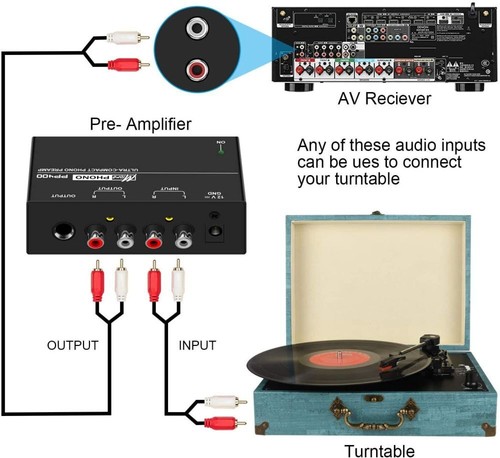 Phono-Plattenspieler-Vorverstärker - Mini-Elektronik-Audio-Stereo-Phonograph RCA - Bild 5 von 12