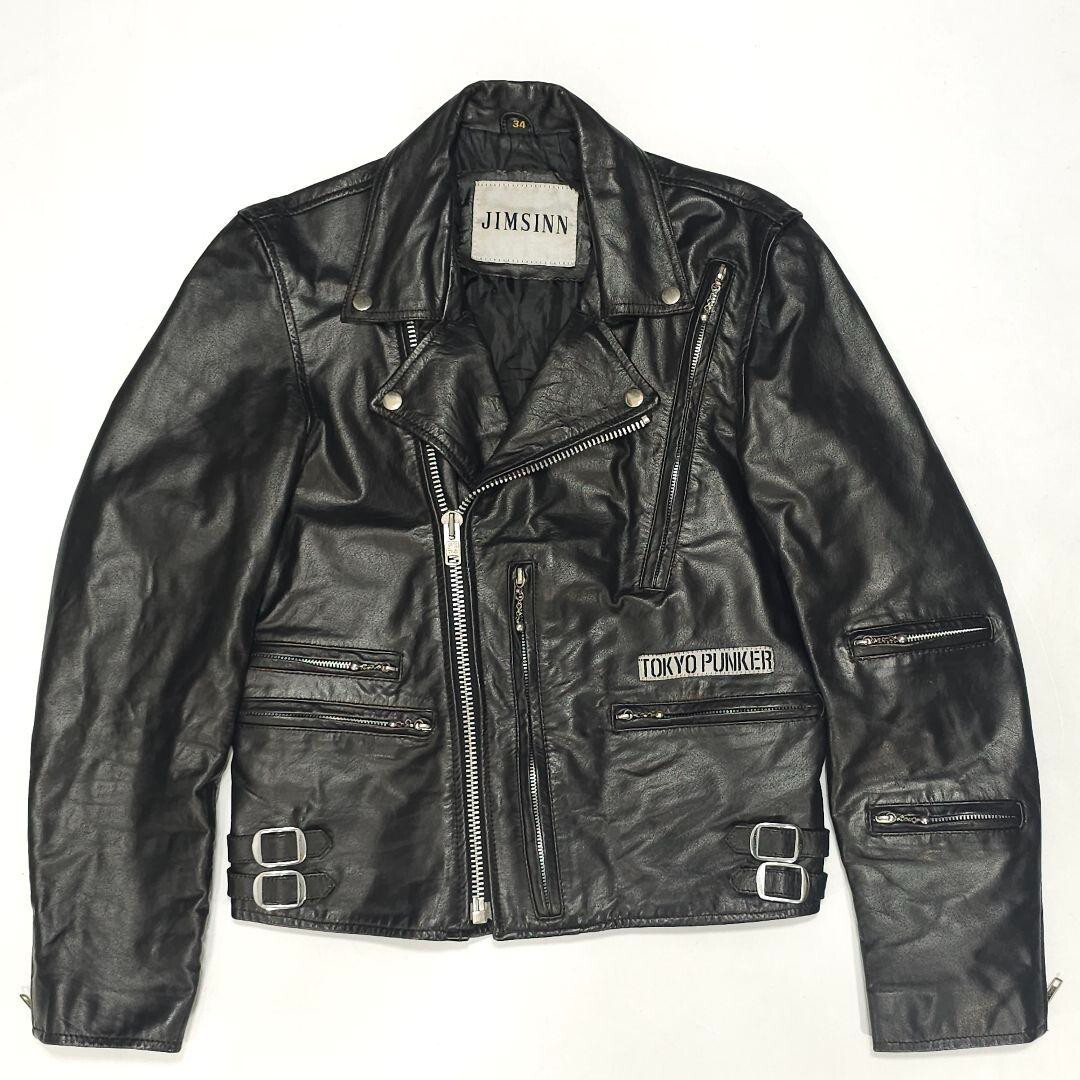 JIMSINN Double Riders Jacket Leather men Size 34 Black | eBay
