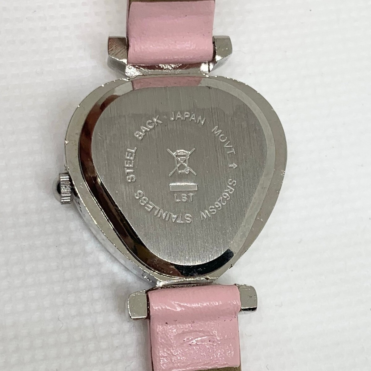 Avon watch women Heart Shape silver tone 25mm crystals Pink 