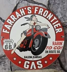 VINTAGE FARRAH'S FRONTIER PORCELAIN SIGN GALENA, KS SERVICE STATION 12"