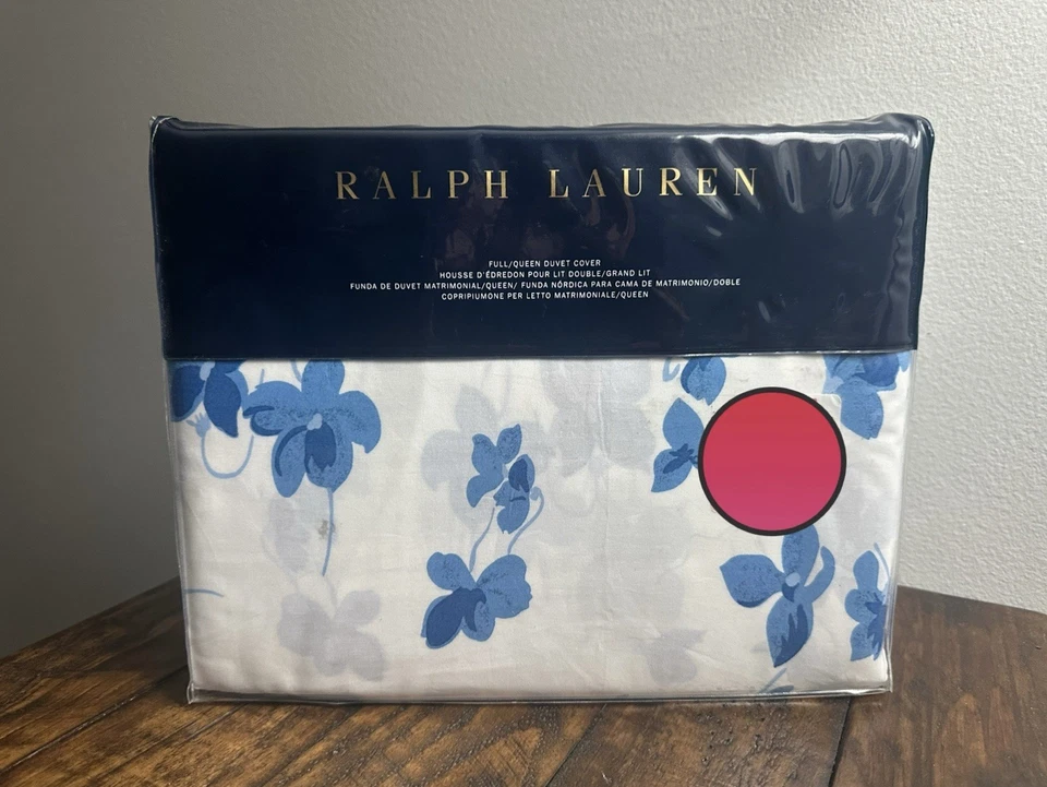 3 Piece RALPH LAUREN Georgica Maylen Blue Floral FULL/ QUEEN DUVET SHAMS SET - Image 2 of 4