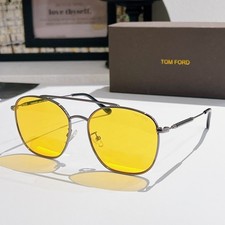 Tom Ford TF0905 Square Sunglasses Gunmetal Frame Solid Transparent Yellow Lens