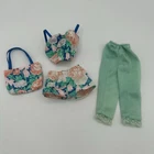 Vintage 1991 Teen Talk Barbie Outfit 4pcs Floral Shorts Pants Top Bag *No Doll*