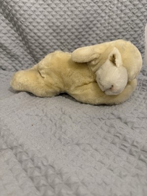 Steiff sleeping lamb white plush sheep button in ear from Germany