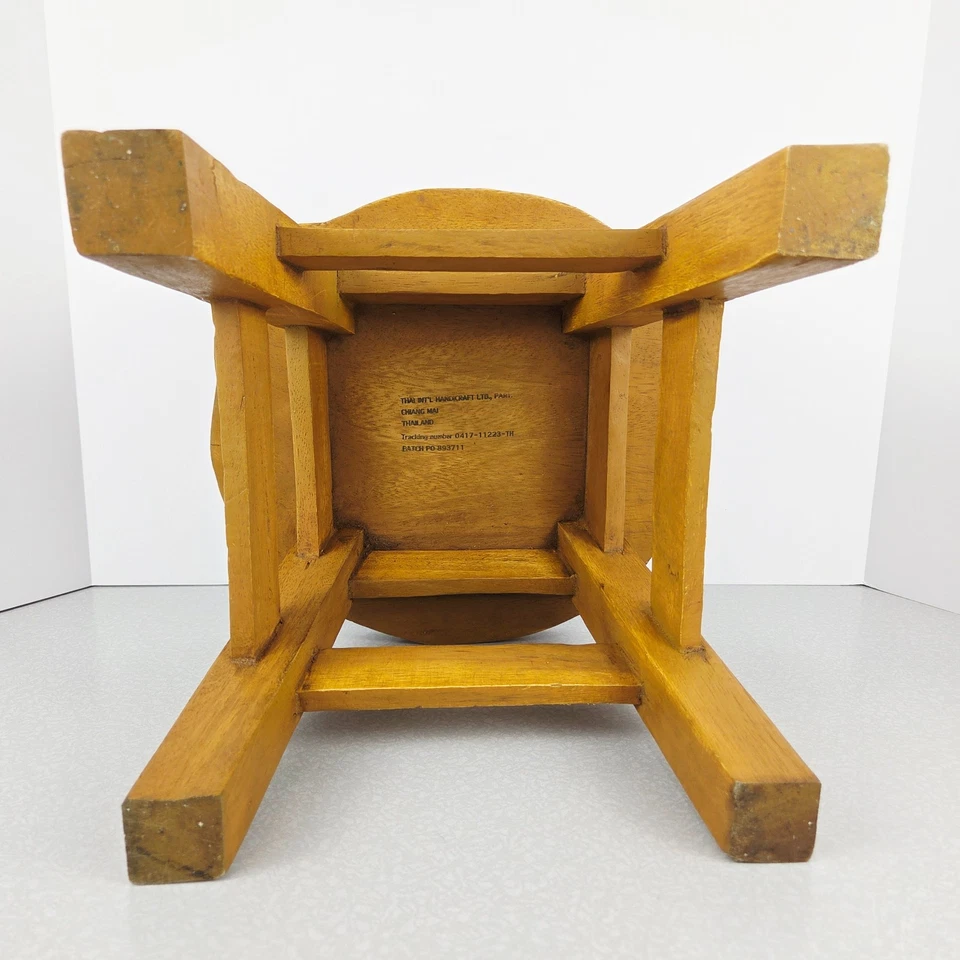 Childs Wooden Stool Mittens Snowflakes Heart 10" Wood Handcrafted Step Sturdy - Image 4 of 4