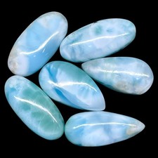 6 Pcs Natural Larimar 23-26mm Mix Size Loose Cabochon Untreated Gemstones Lot