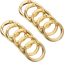 10Pcs Spring O Rings Clip Keychain, round Snap Clip Gold Key Rings for Keychain