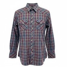 White Horse Western shirt Sz Large Multicolored Plaid Pearl Snap Shirt (E19)