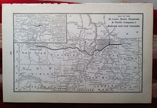 ~1906 Train Map RARE St Louis Rocky Mountain & Pacific Railroad Coal Gold Timber