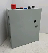 Hoffman A14N128 Metal Enclosure 14" H x 12" W x 8" D With Push Buttons See Pictu