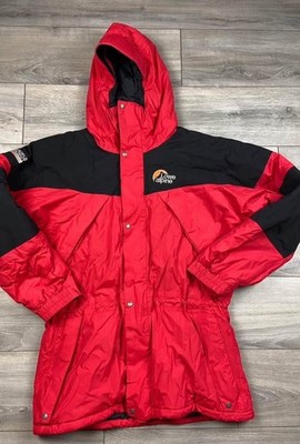Lowe Alpine Men's Red/Black Colorblock Hooded Insulated Long Parka Jacket L