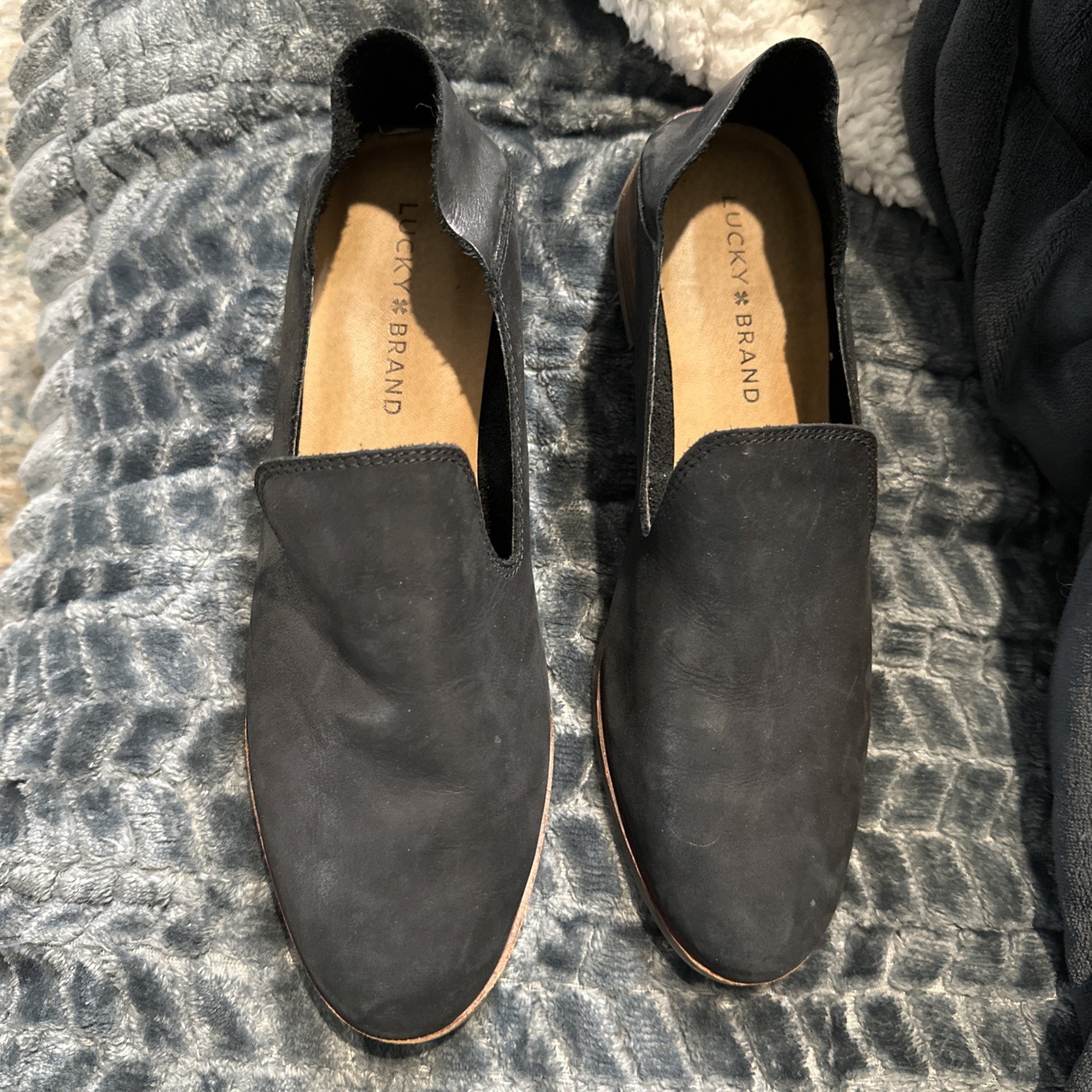 Lucky Brand Cahill Black Leather Slip On Casual Loafer Shoes Womens Size US 8.5M