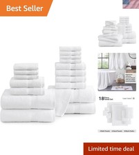 Bath Towel Set 100% Cotton 18 Piece Soft Abso...