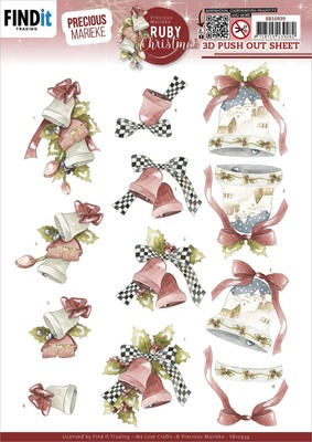 10er Pack Find It Trading Precious Marieke Stanzbogen - Rubin Glocken, Rubin Weihnachten