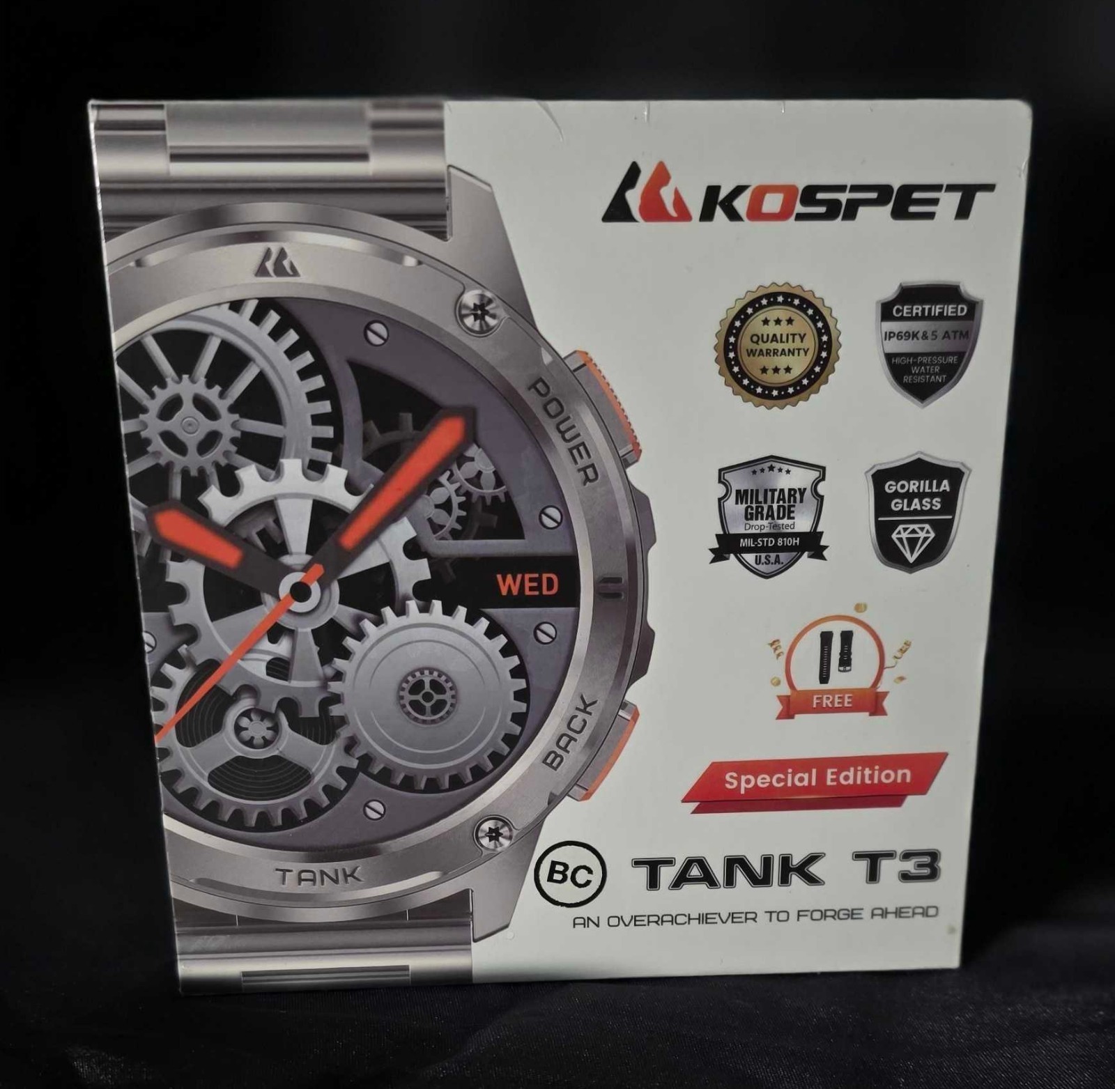 KOSPET TANK T3 Special Edition Smartwatch - SILVER - Brand New Sealed
