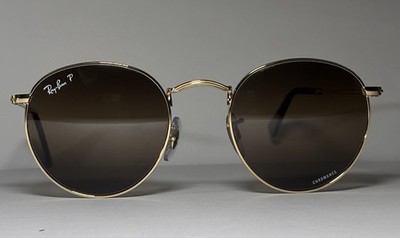 NWOT! Ray-Ban Round Polarized Chromance Sunglasses Gold Frame Brown Gradient