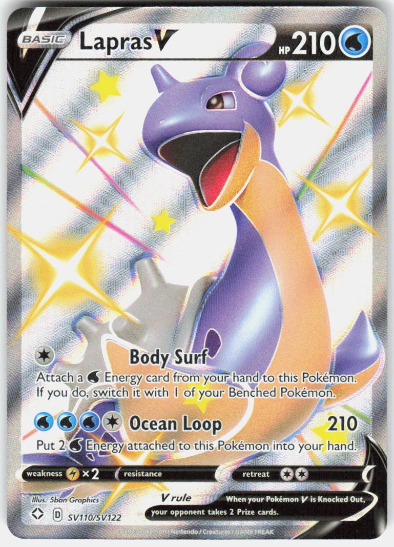 Lapras V SV110/SV122 Holo V Rare Shining Fates Shiny Vault Pokemon Near Mint