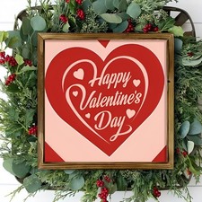 Classic Valentine's Day Wooden Plaque: Layered Red Heart Typography Wall Art