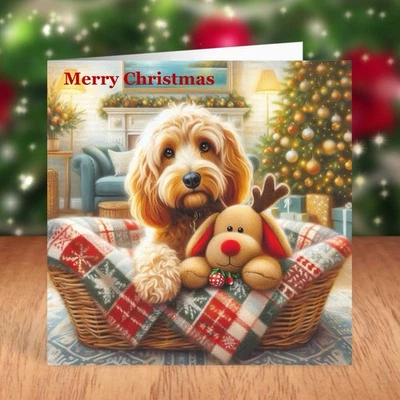 FAT CAT & LAZY DOG Cockapoo Dog Christmas Card