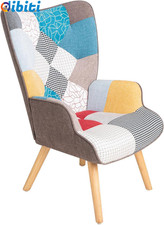 Poltroncina Relax Patchwork Quebec - Poltrona Imbottita Con Schienale Alto, Gamb