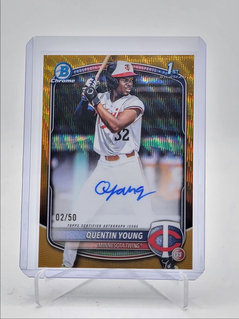 QUENTIN YOUNG 2025 BOWMAN CHROME DRAFT 1ST GOLD WAVE AUTO /50 Q0398