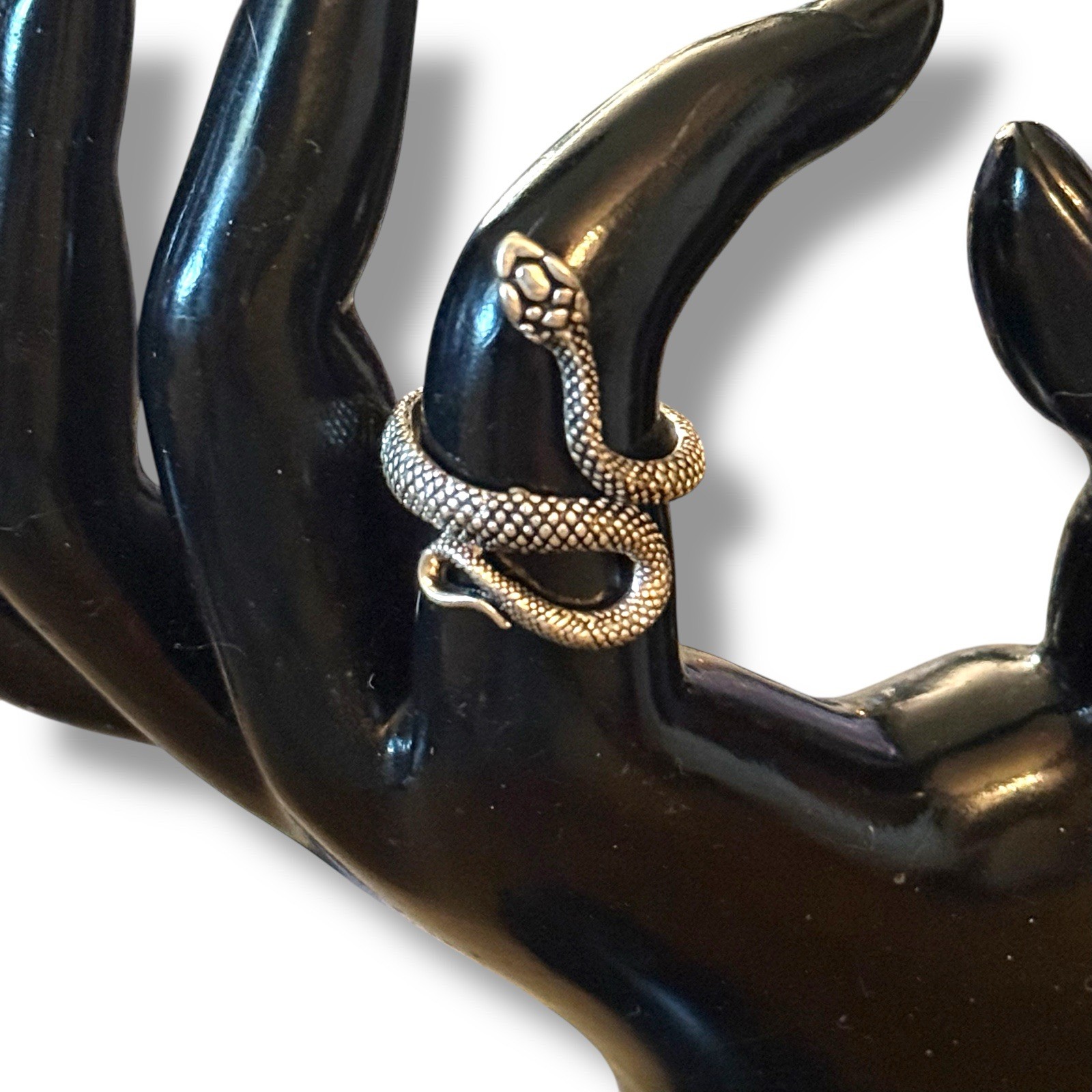 Silver tone slithering snake ring - image 3