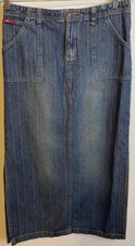 Unionbay Vintage y2k Maxi Long Jean Denim Skirt with Side Slits Cotton Size 11