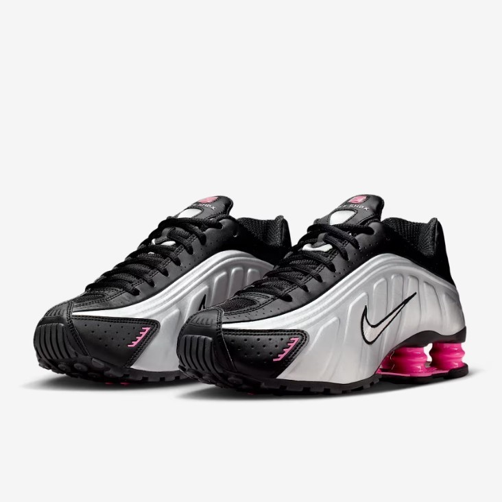 New Nike Women's Shox R4 Shoes - Black/ Pinksicle/ Silver (AR3565