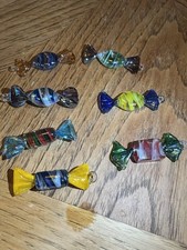 Vintage Colorful Murano Blown Glass Wrap Candies, Set of 7