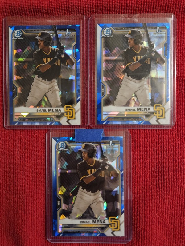 Ismael Mena 2021 Bowman Chrome Sapphire ×3 Card Lot Padres/Cubs Mint