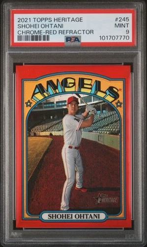 2021 Topps Heritage Shohei Ohtani 245 Chrome Red Refractor /372 PSA 9 Angels