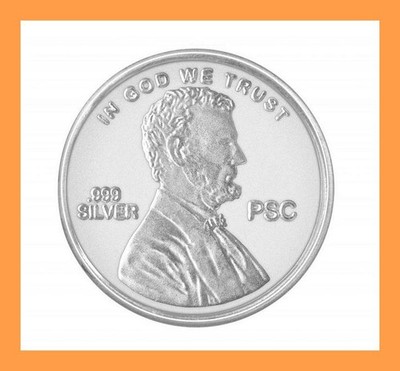 1 GRAM SILVER LINCOLN SHIELD: .999 Fine Pure Silver ~ FREE SHIPPING
