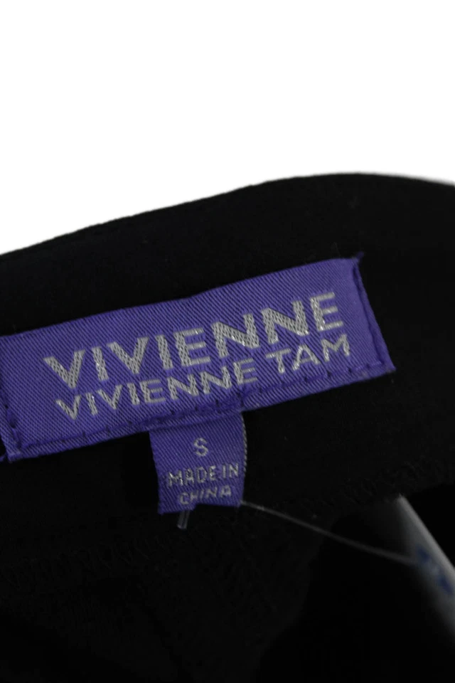 Pantalones ajustados Vivienne Tam para mujer con cierre a presión de tiro medio negros talla S Foto 4 de 4