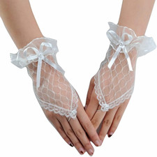 Womens' Wedding Gloves Fingerless Rhinestone Lace Gloves for Brides and Bridesma