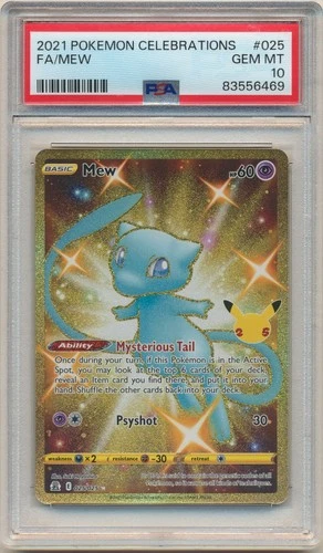 2021 Pokemon Celebrations Gold Shiny Mew Secret Rare #025 PSA 10 GEM MINT