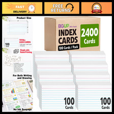 2400 PCS 3x5 Index Cards Bulk, Lined Flash Cards for Studying, Notecards for Sch