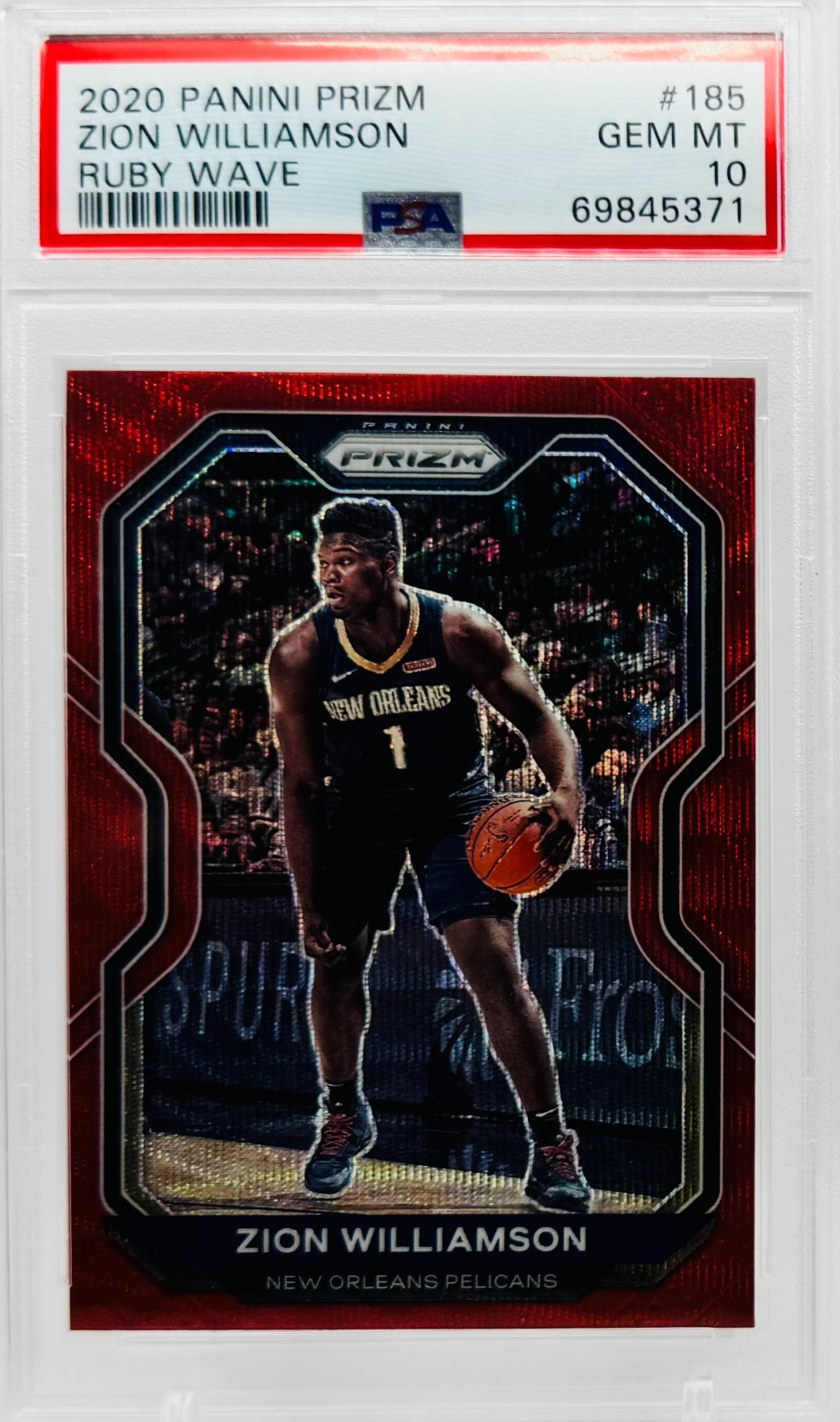 2020-21 Panini Prizm - Zion Williamson #185 Ruby Wave Prizm PSA 10