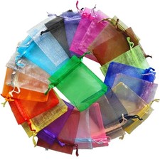 25/50/100pcs Organza Gift Bag Multicolor Drawstring Pouches Candy Wedding
