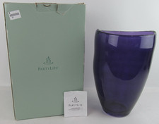 PartyLite Party Lite Polish Art Glass Large Purple Amethyst  Hurricane Vase