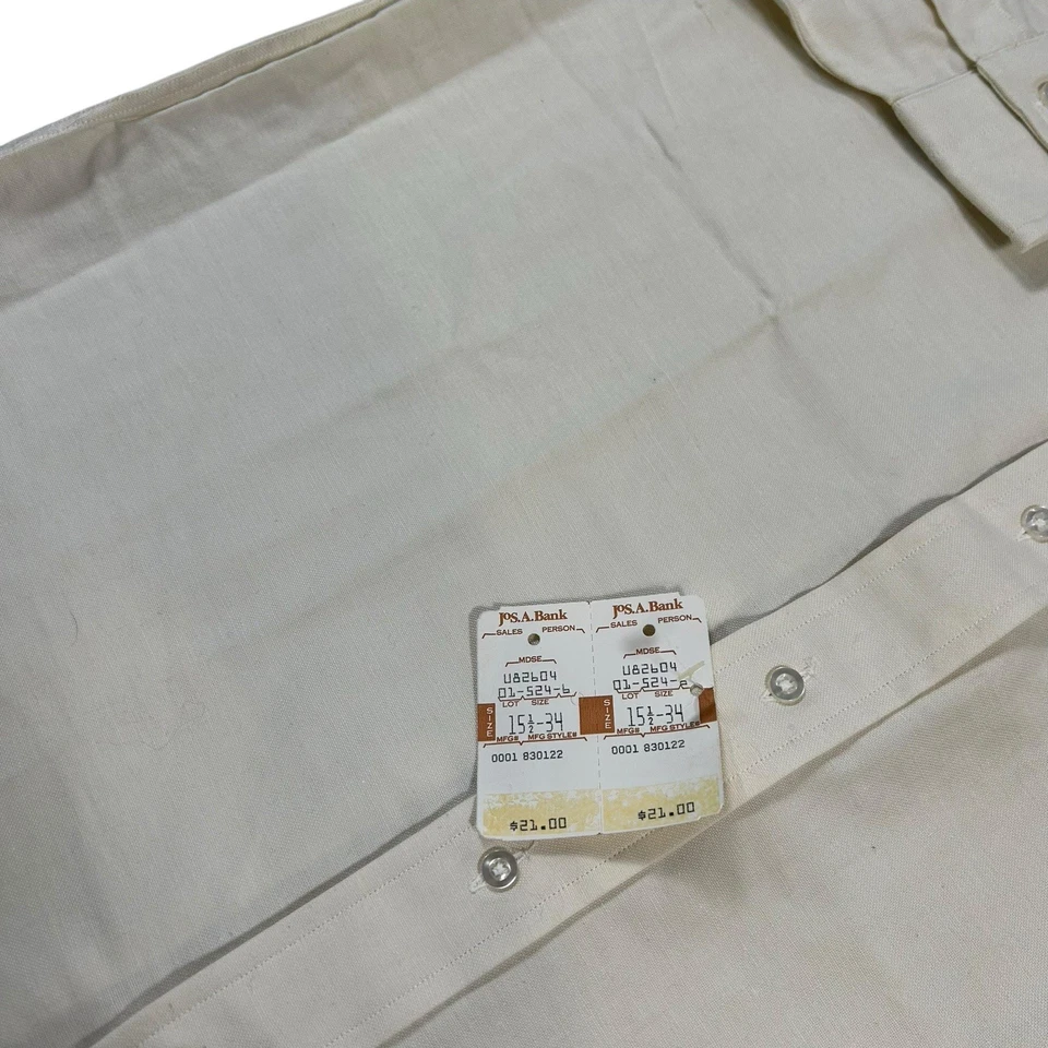 Camisa verdadera vintage sanforizada de los años 50 Joseph A Banks 15,5 botones marfil DEADSTOCK Foto 2 de 4