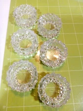 Set Of 6 Salt Cellars Vtg American Pressed  Clear Glass Swirl Or Thumbprint Base