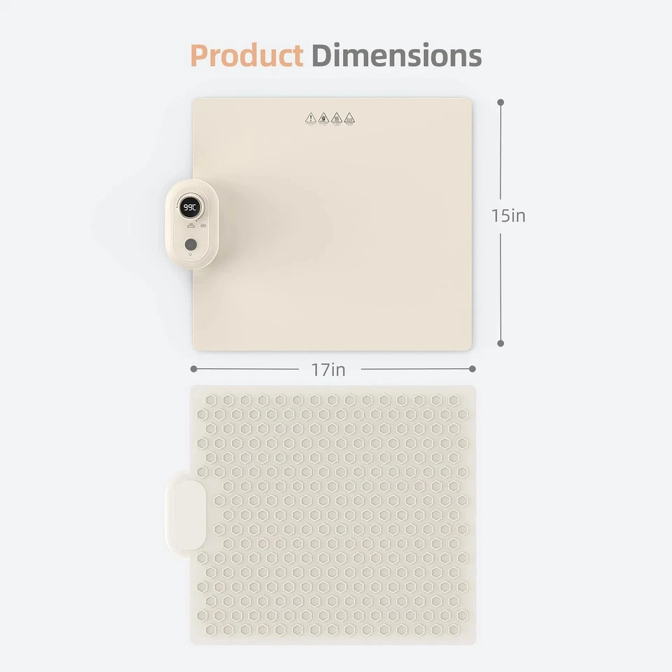 Tapete aquecedor de alimentos portátil silicone 26x15" bandeja de aquecimento enrolável com temporizador - Imagem 2 de 4