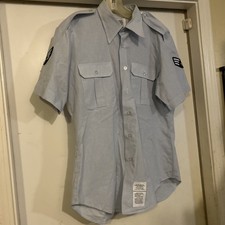 AIR FORCE USAF REGULATION SHIRT MENS SHORT SLEEVE UNIFORM DRESS BLUE 15.5 neck