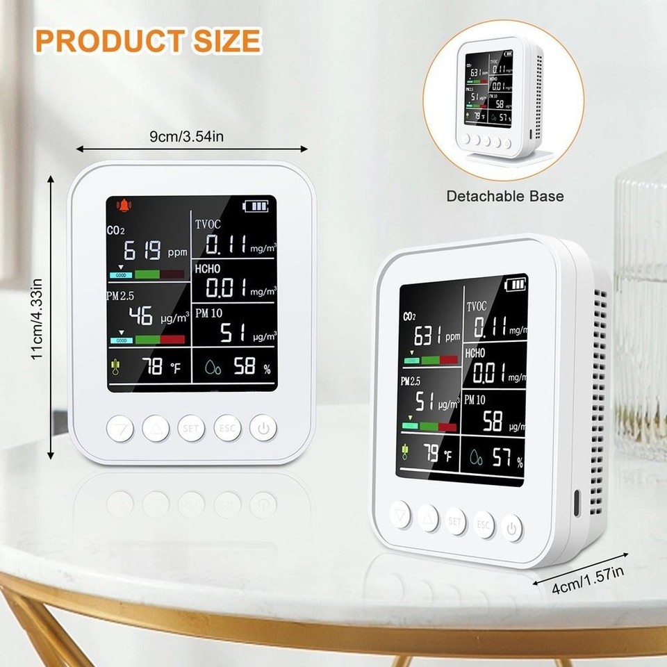 Air Quality Meter seven in One PM10 Carbonic Oxide Carbon Dioxide TVOC ...