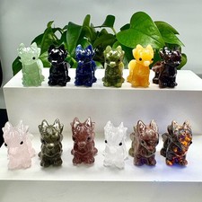 1 pieza Cristal Cuarzo Natural Mixto Tallado Mosca Dragón Calavera Reiki Regalo de Curación