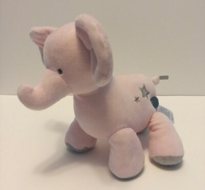 CARTERS 2015 Windup Musical Pink Plush Elephant Moves Head Twinkle #67402