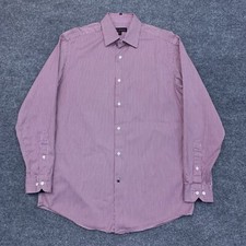 Ben Sherman Shirt M 15.5 32-33 Red Pinstripe Cotton Long Sleeve Shirt