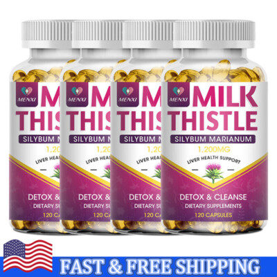 Organic Milk Thistle Capsules 1200mg - Liver Cleansing,Detox & Repairing Formula