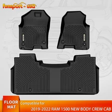 Floor Mats For 2019-2024 Dodge Ram 1500 New Body Style Crew Cab TPE Liners Set